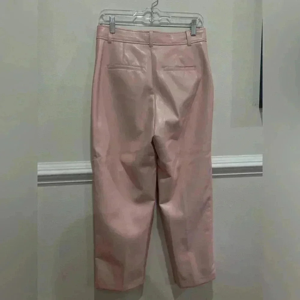 Aritzia Babaton Vegan leather  Command Pants in Poetic pink Size 8 NWOT - Picture 3 of 10